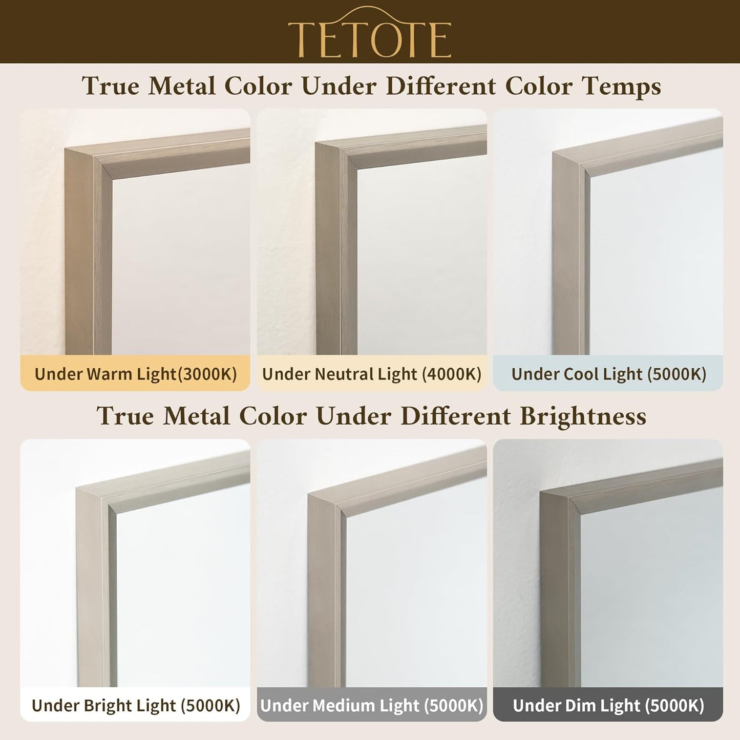 TETOTE Brushed Nickel Mirror for Bathroom Sink 24" x 36" Beveled Frame Brushed Nickel Vanity Rectangle Mirror for Bathroom Wall, Modern Farmhouse, Tempered Glass, Shatterproof, Stronger Frame