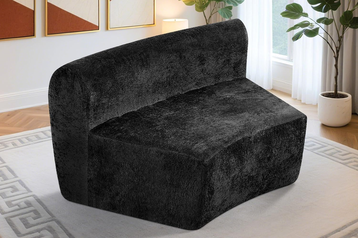 Homguava Modular Sectional Sofa, Memory Foam Couch Single Sofa Chair with Deep Seat, Modern Upholstered Sofa Couches for Living Room Apartment Office, No Assembly Required, Black