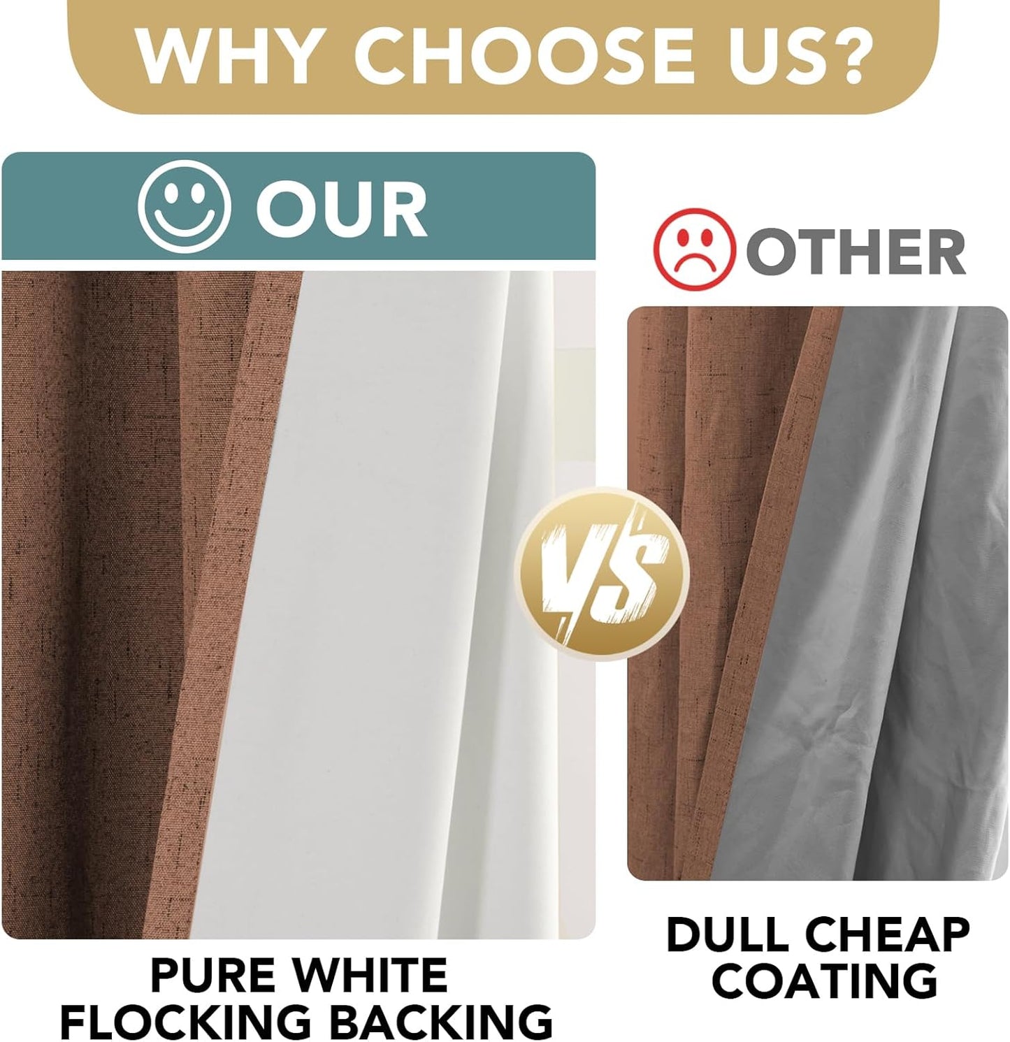 H.VERSAILTEX Linen Blackout Curtains Durable Thick Textured Linen Look 100% Blackout Patio Door Curtain Anti Rust Grommet Extra Wide Sliding Door Curtain Panel, W100 x L84 inch, Washed Spice