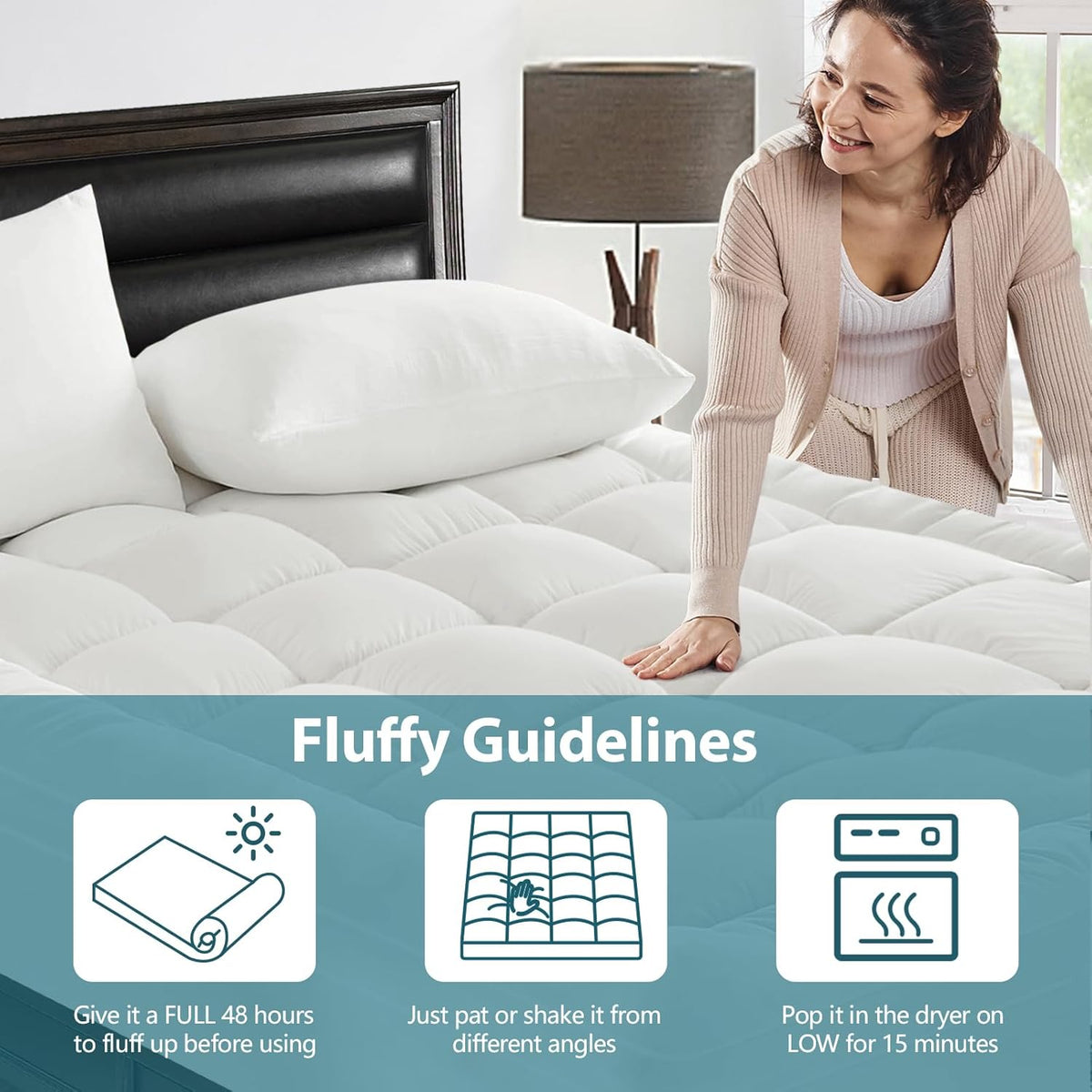 CYMULA Full XL Mattress Topper - Extra Thick Cooling Mattress Pad Cover for Back Pain - Soft Mattress Protector Firm Bed Topper Pillow Top with 8-21 Inch Deep Pocket 3D Snow Down Alternative Fill