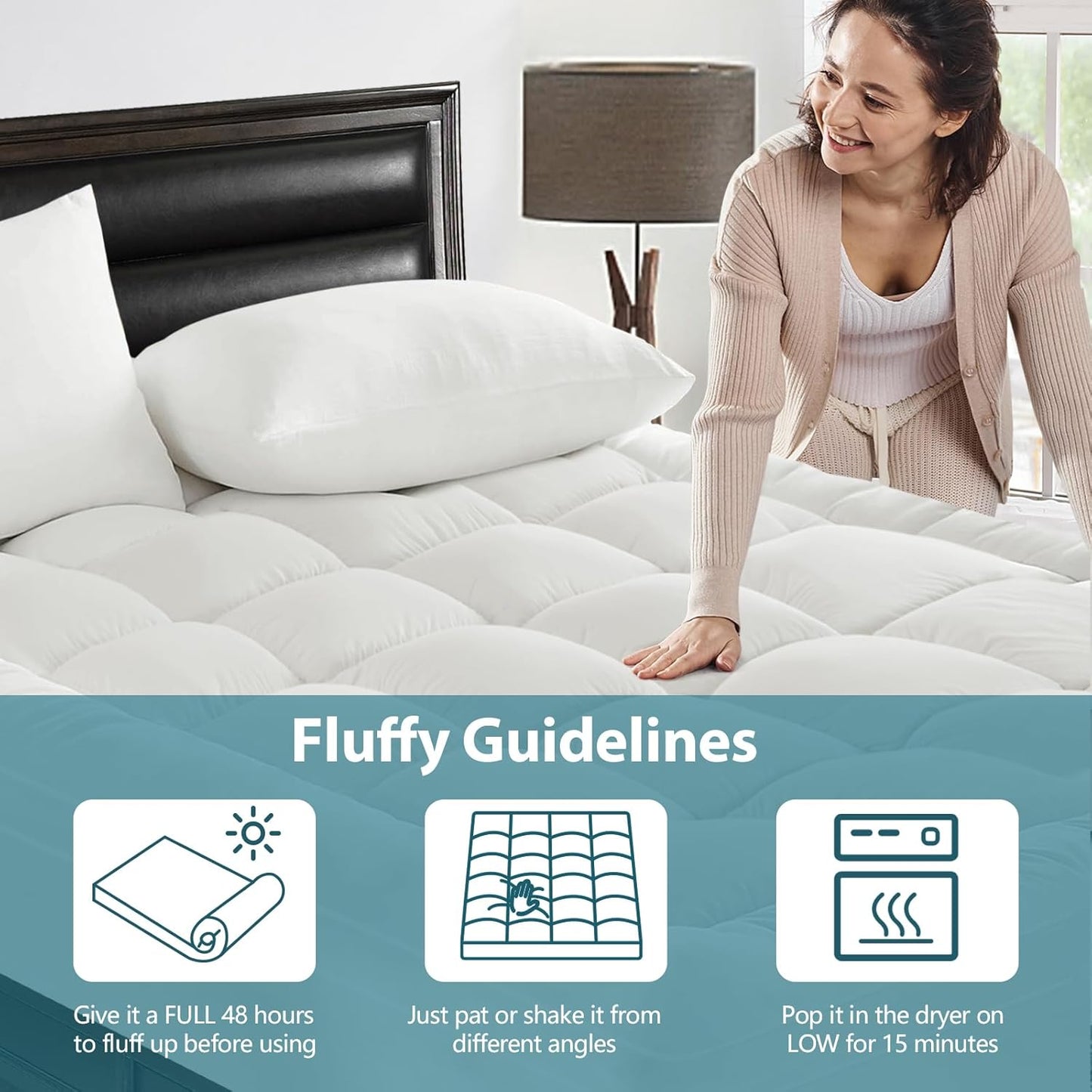 CYMULA Mattress Topper Super Queen Size - Extra Thick Cooling Mattress Pad Cover for Back Pain - Soft Mattress Protector Bed Topper Pillow Top with 8-21 Inch Deep Pocket 3D Snow Down Alternative Fill