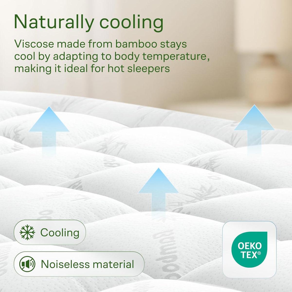 Ultra Soft Queen Size Mattress Topper - Viscose Made from Bamboo Pillow Top Mattress Pad for Back Pain Relief - Naturally Cooling for Hot Sleepers, White