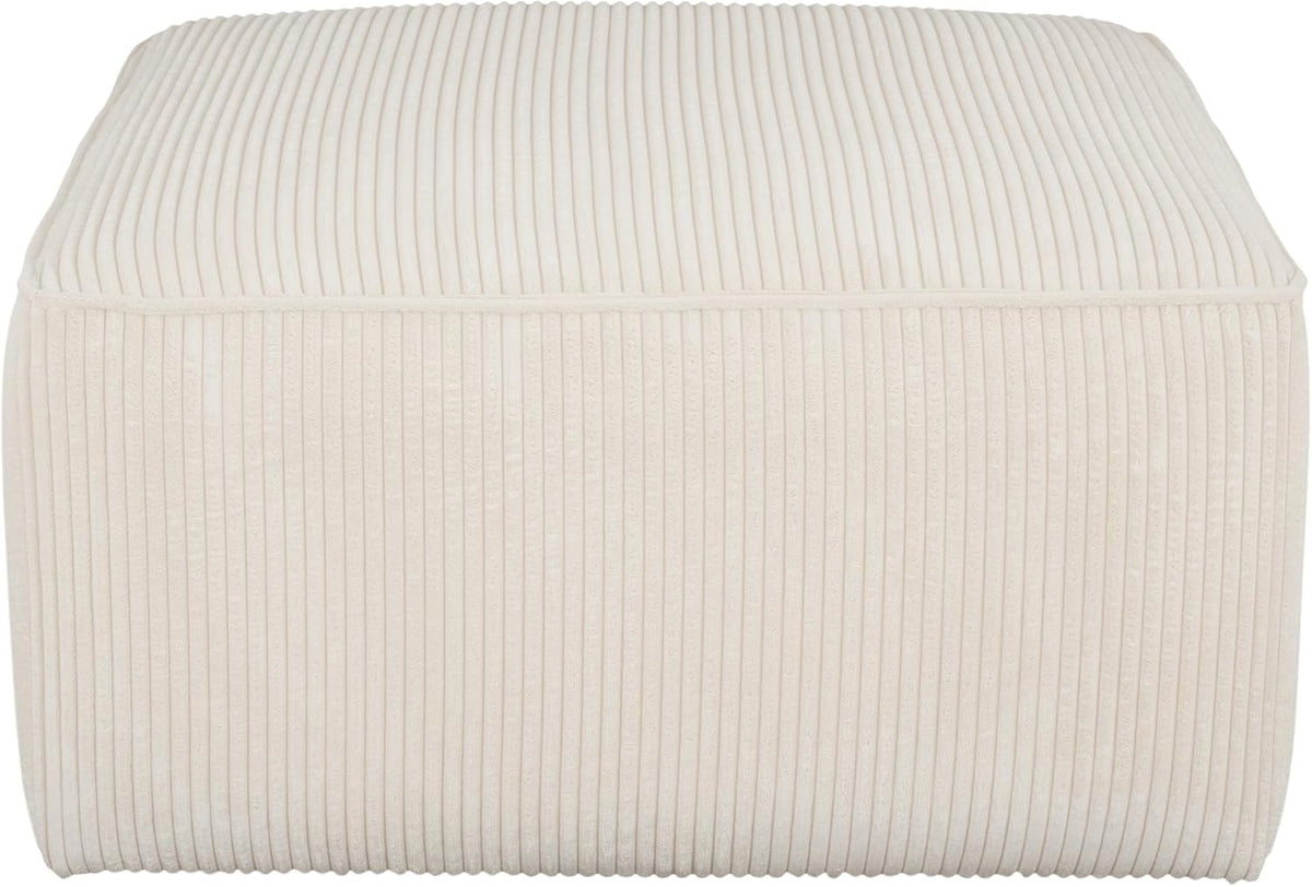Christopher Knight Home Isa Square Ottoman Footstool, Corduroy Pouf Poufee Footrest Ottoman Large Seat, Modern Side Table for Living Room Bedroom Home Decor, Beige, 30"