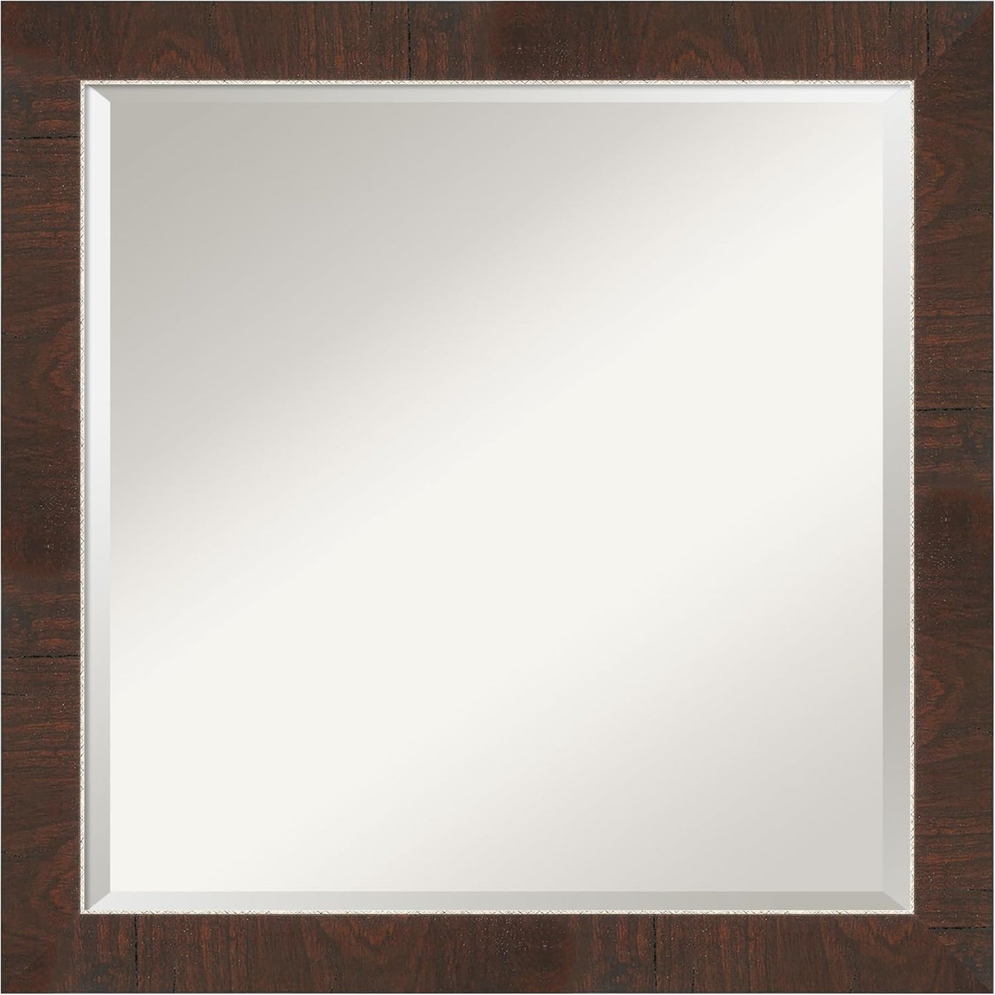 Amanti Art Brown Wall Mirror 23x23 Wildwood Brown Narrow Square Bathroom Mirror for Wall Decor Living Room, Medium Rustic Farmhouse Frame, Hangs Horizonally and Vertically, Bathroom Decor, Beveled