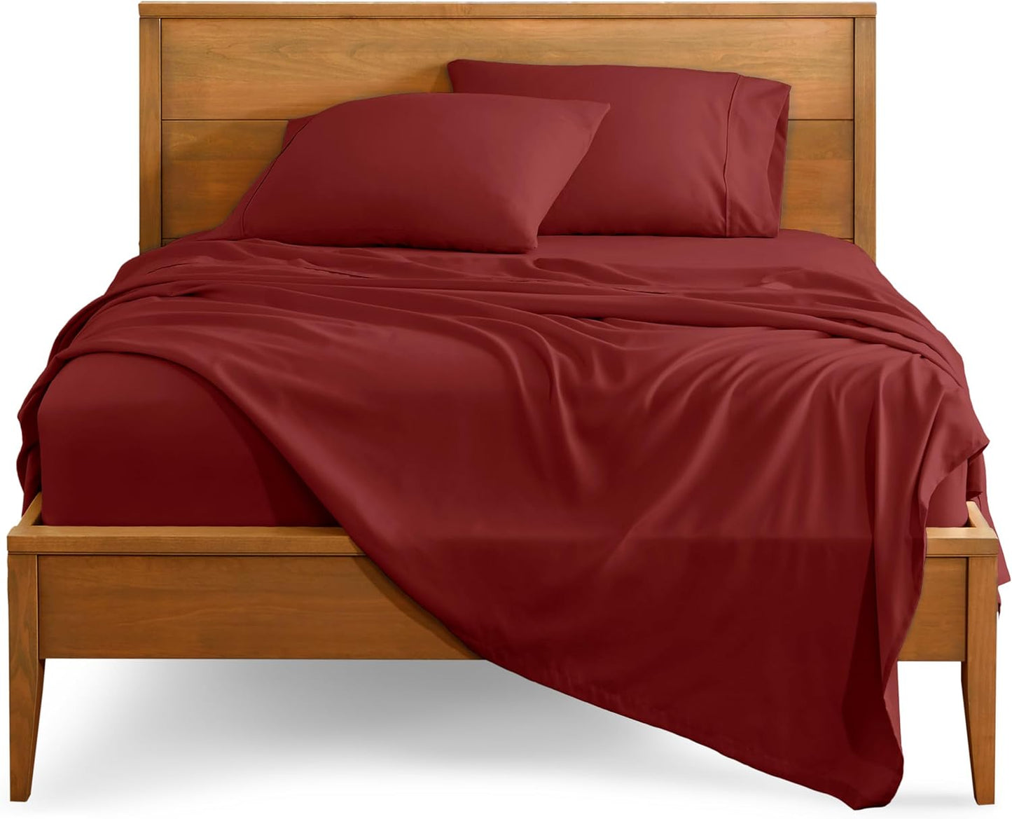 Bare Home Split Head Flex King Sheet Set - 1800 Ultra-Soft Microfiber Bed Sheets - Double Brushed - Deep Pockets - Easy Fit - 4 Piece Set - FlexTop Bedding Sheets (Split Head Flex King, Rosewood)