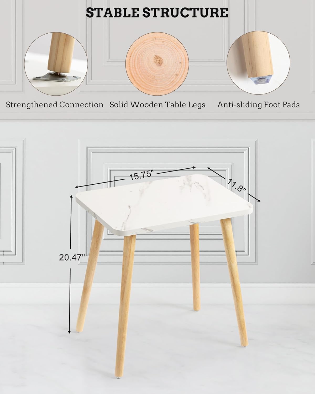 FORAOFUR End Table Set of 2, Modern Wooden Side Table for Living Room, Bedroom