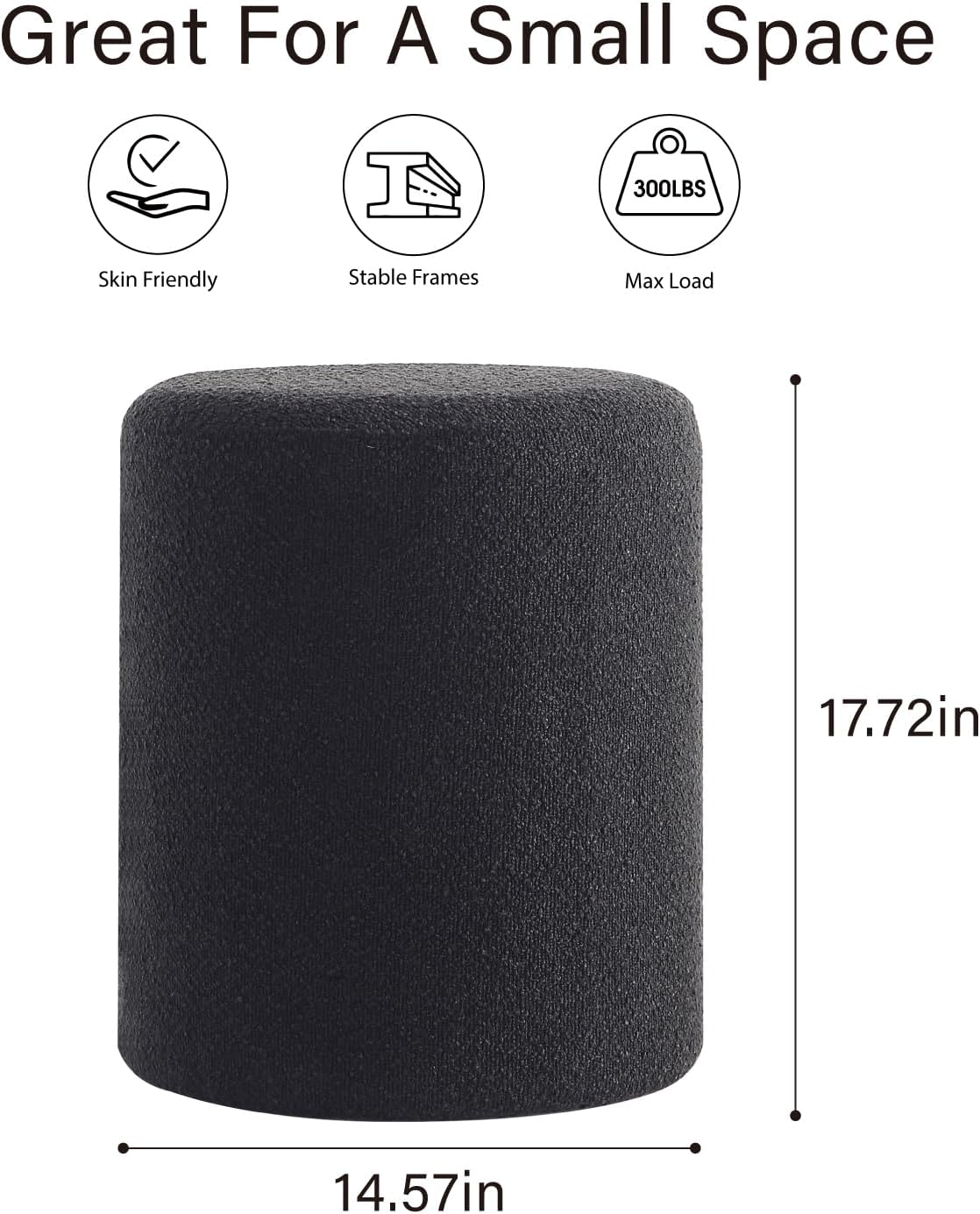 Get Set Style Modern Round Ottoman with Soft Padded Seat, Multifunctional Vanity Stool for Makeup, Upholstered Footrest Stool Ottoman Foot Stool for Living Room, Bedroom