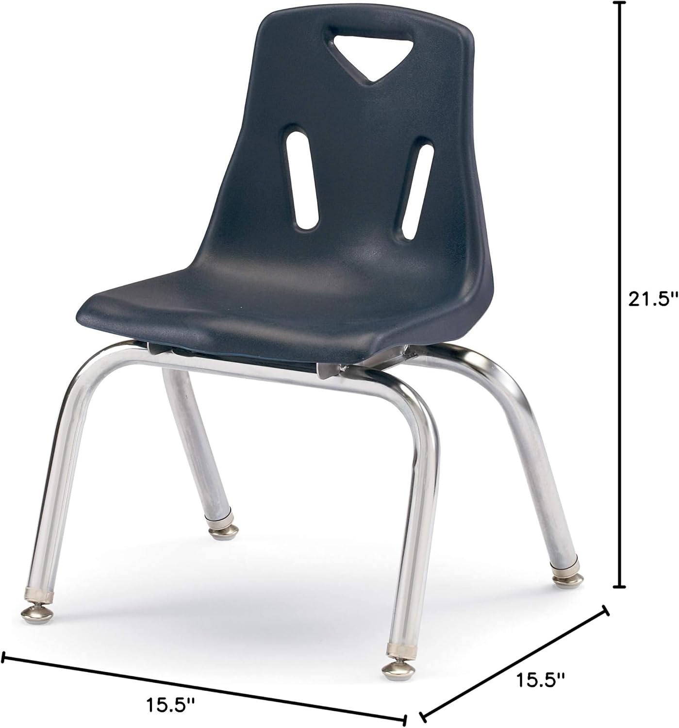 Jonti-Craft Berries 8142JC1112 Stacking Chair with Chrome-Plated Legs, 12" Height, Navy