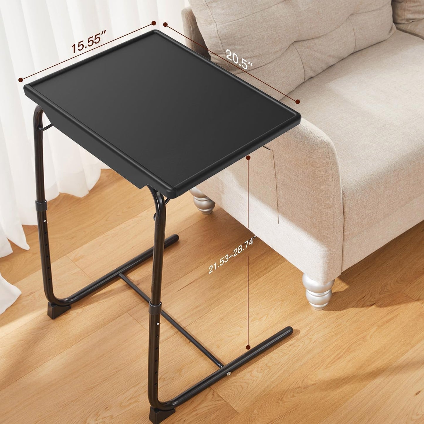 Adjustable TV Tray Set of 2 - TV Dinner Tray on Bed & Sofa, Comfortable TV Tray Table with 6 Height & 3 Tilt Angle Adjustments by HUANUO (2 Pack)