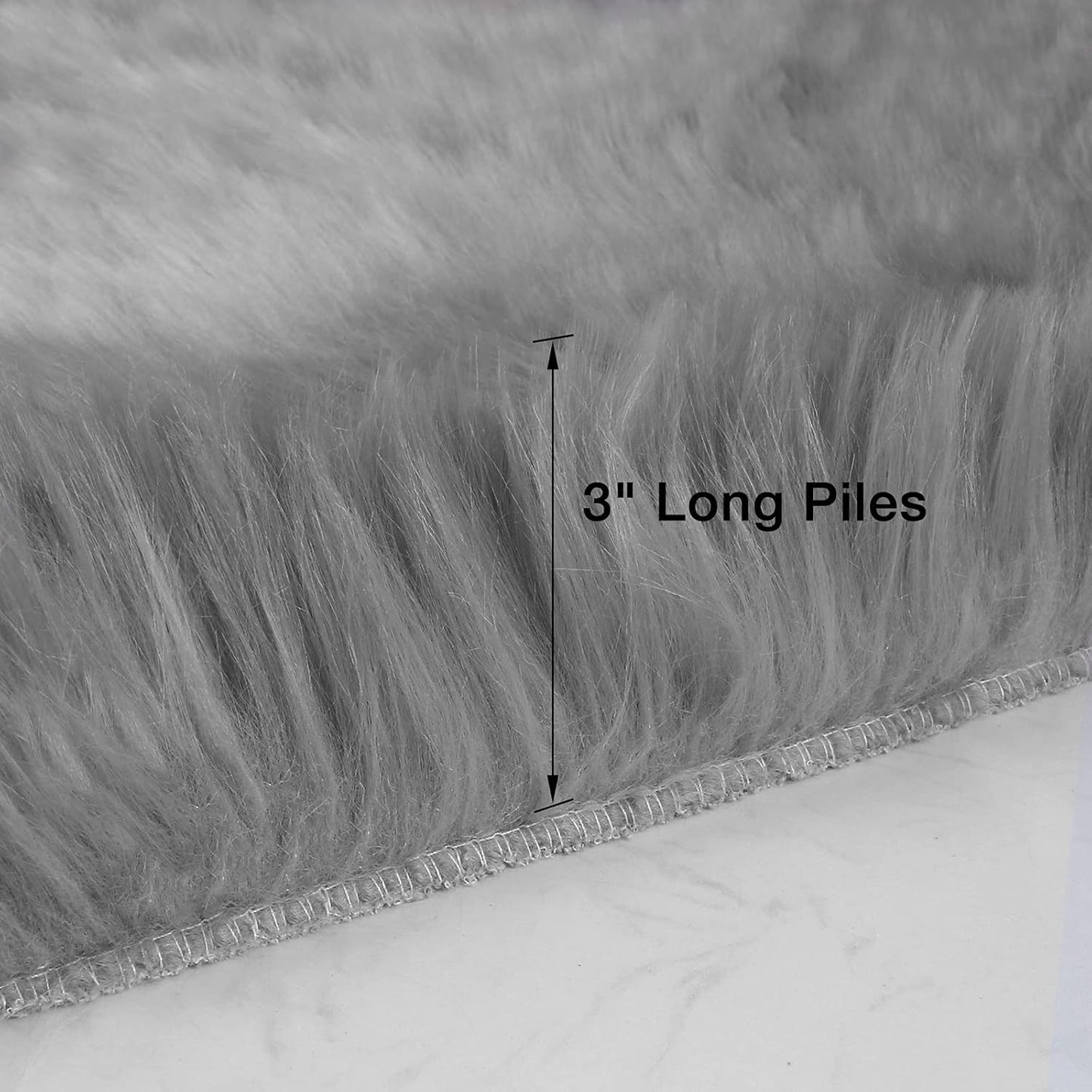 duduta Grey Faux Sheepskin Round Rug 4x4 ft, Fluffy Shag Fur Bedroom Nursery Kids Playroom Rug Dorm Decor Non Slip Washable
