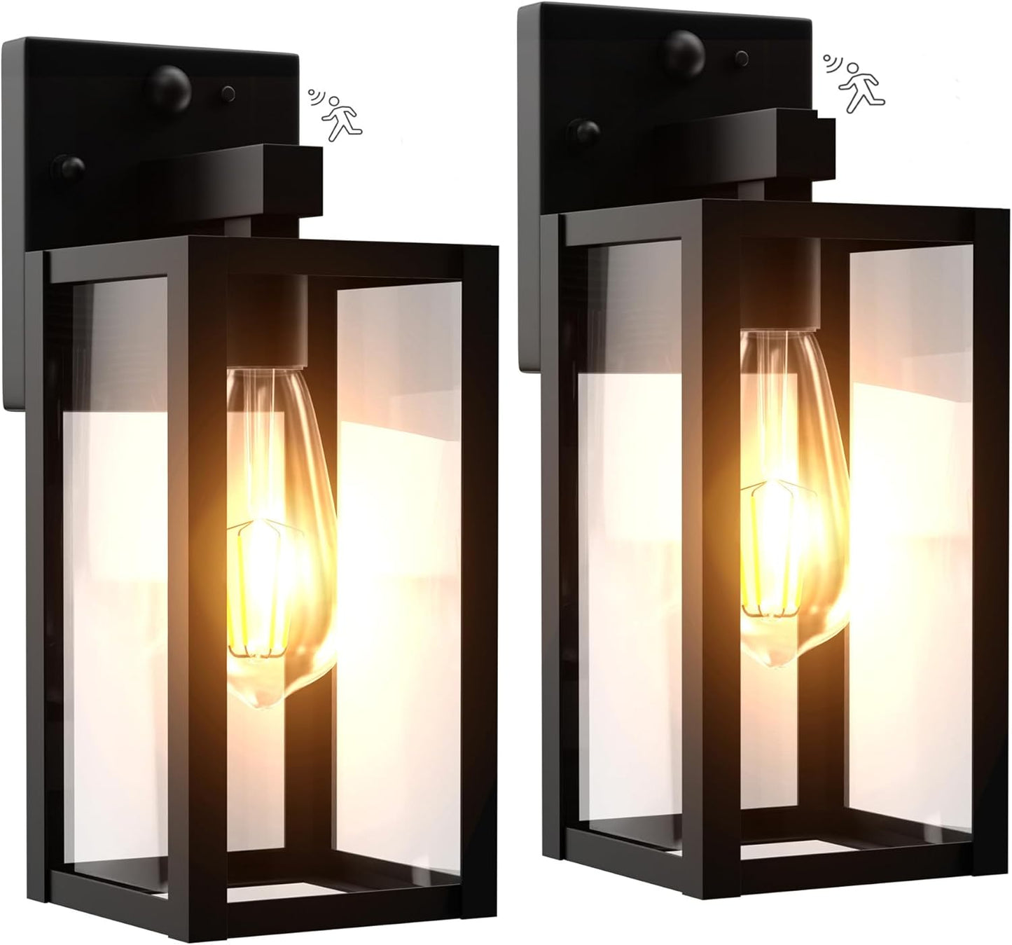 Dawn to Dusk Outdoor Sensor Motion Sensor Light Fixture Waterproof Porch Lights Anti-Rust Exterior Wall Mount Light Outdoor Wall Lantern for Patio Front Door Garage - 2 Pack