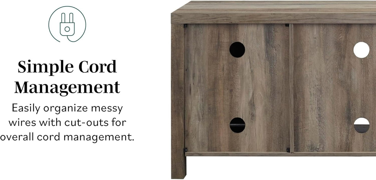 Walker Edison Georgetown Modern Farmhouse Double Barn Door TV Stand for TVs up to 65 Inches, 58 Inch, Rustic Oak