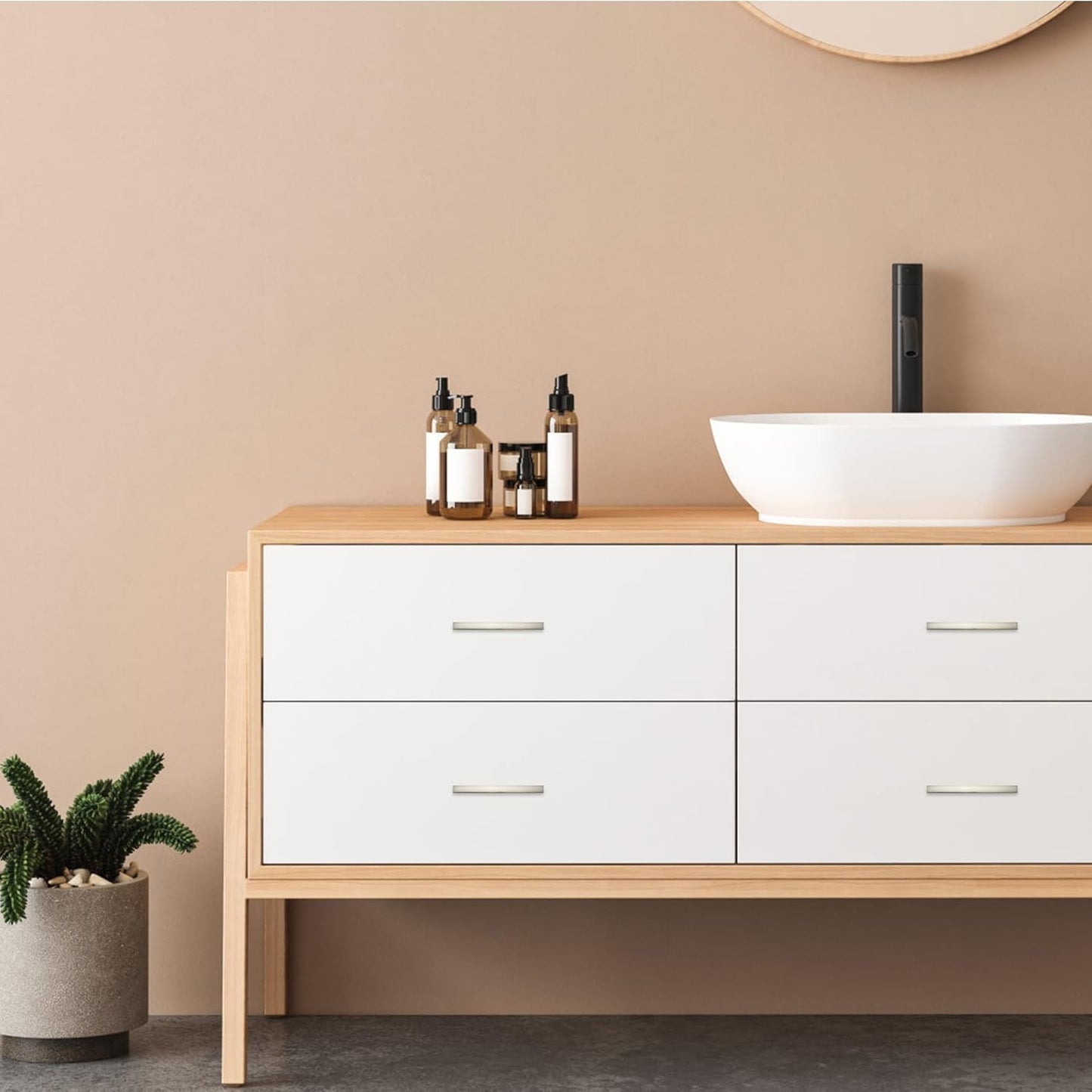 10 Pack Cabinet Handles 3" Hole Center - Curved Cabinet Pulls Brushed Nickel Drawer Pulls for Kitchen Cupboard Solid Hardware for Dresser Drawer Arch Hardware