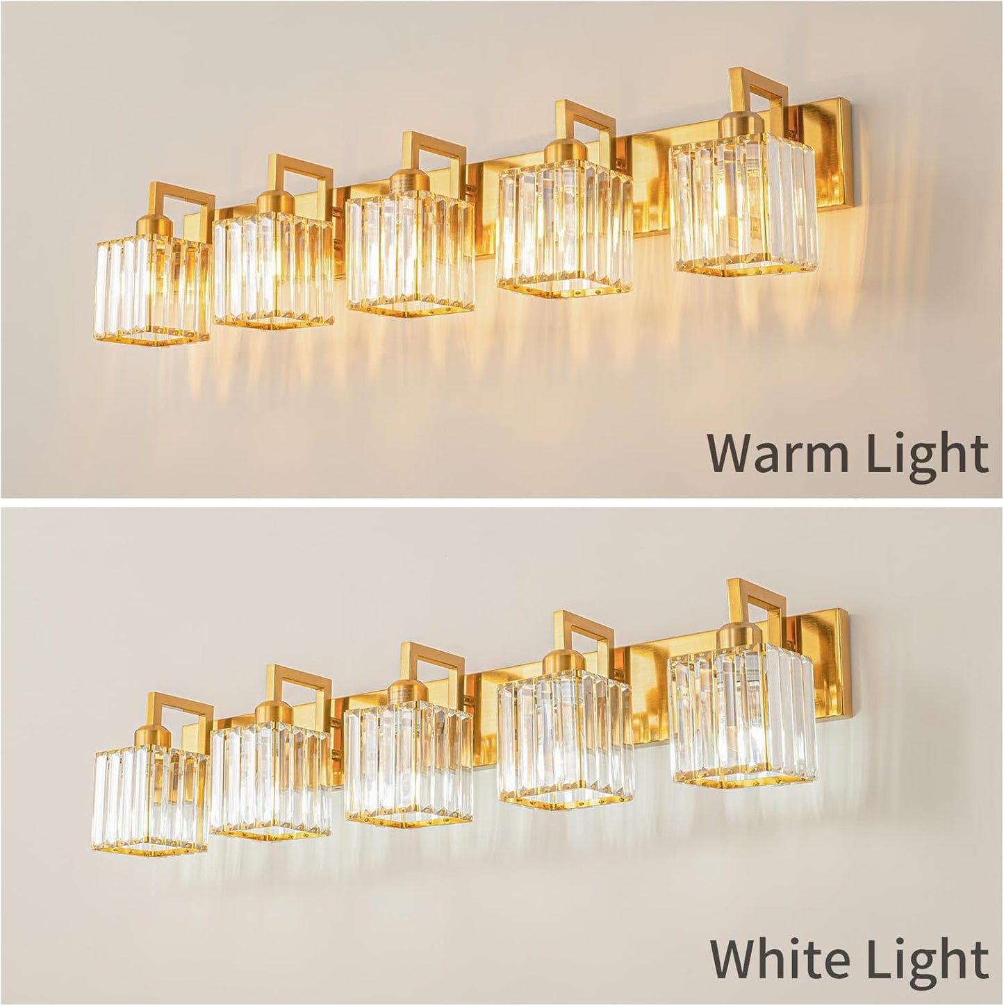 Modern Bathroom Vanity Light 5-Lights Chrome Crystal Wall Lamp Bathroom Modern Crystal Vanity Lighting