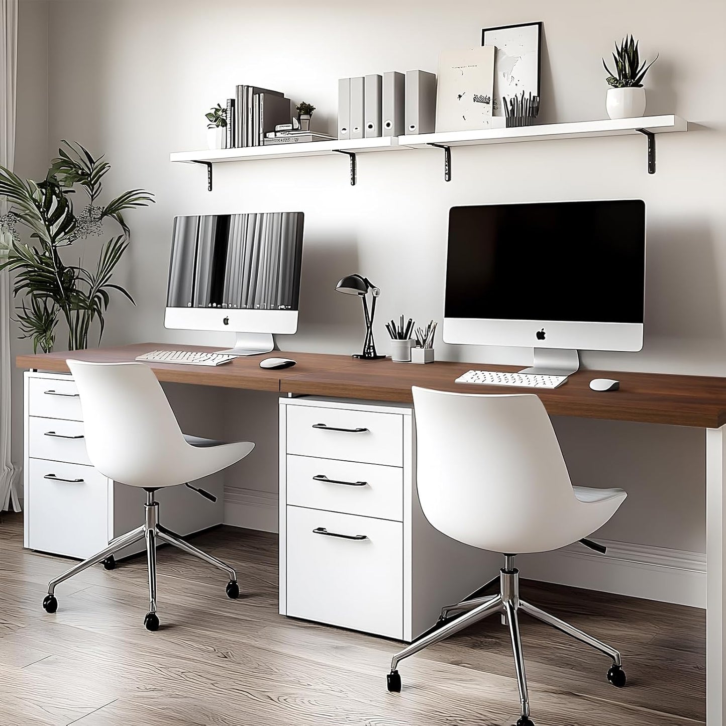 Kaboon Universal Tabletop 60"x18", Solid One-Piece Melamine Table Top, Double L-Desk Floating Desk DIY, Home and Office,Dark Walnut