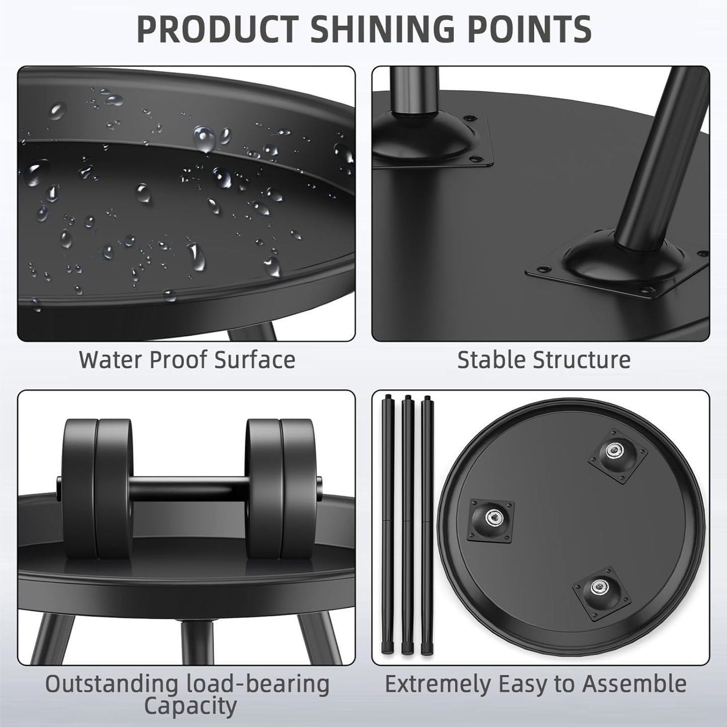 SYQ Small Black Side Table,Modern Round Metal end Table,Simple Circle Accent Table for Outdoor Living Room Bedroom Bathroom Office