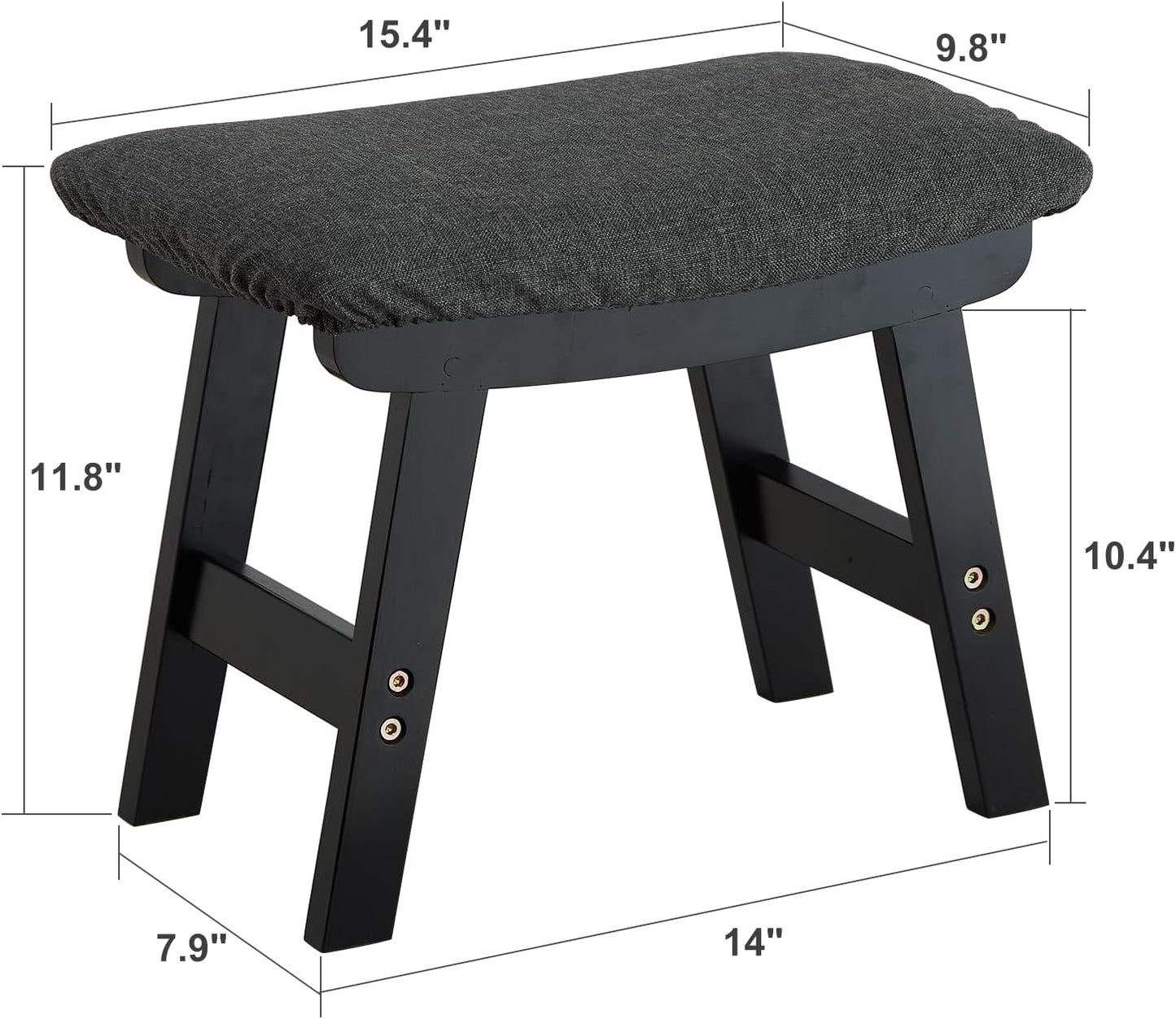 Foot Stool Ottoman Foot Rest Under Desk,Small Stool for Living Room, Bedroom and Kitchen (Black Legs - Gray Stool Surface)