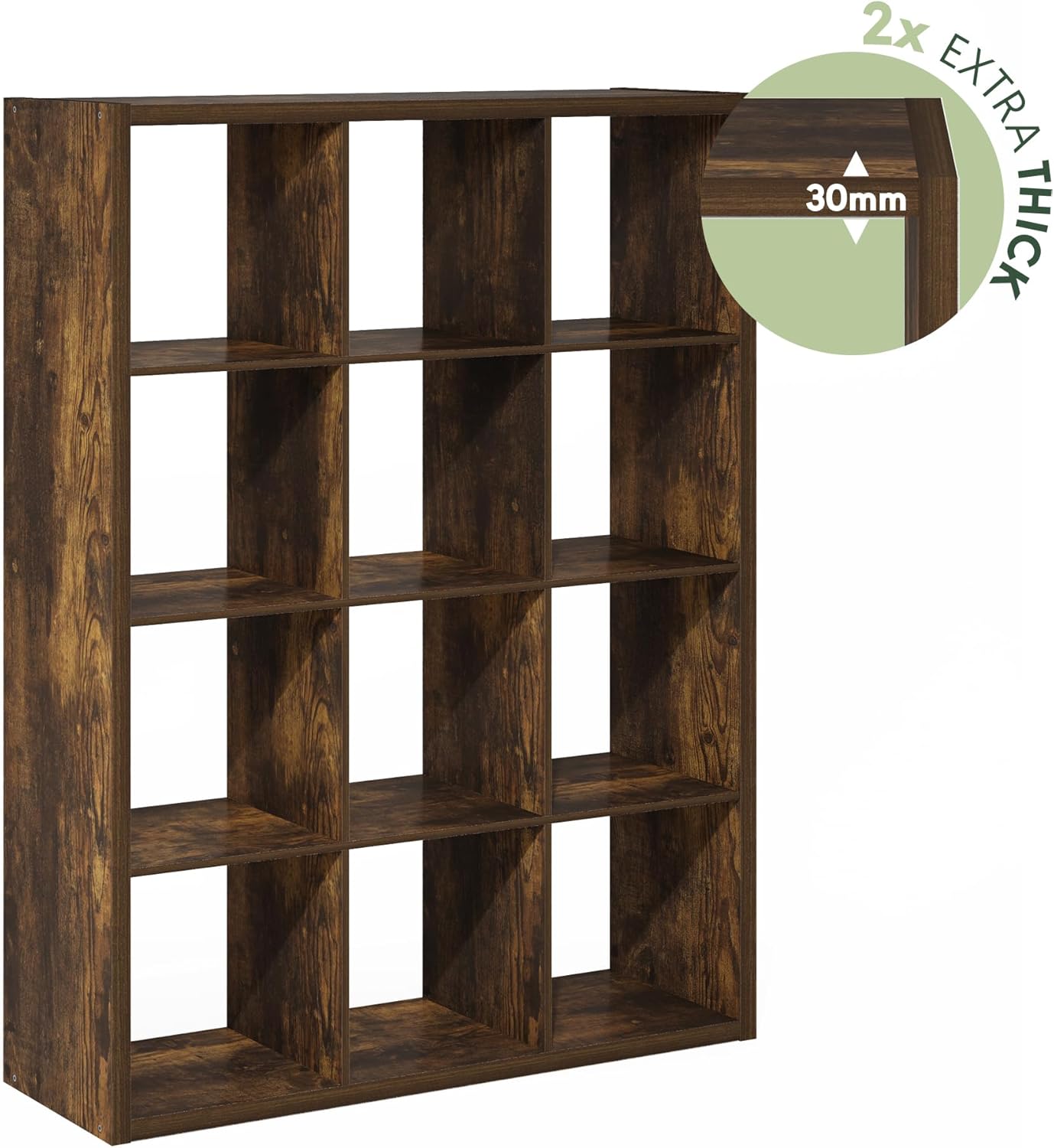 Furinno Cubicle Open Back Decorative Cube Storage Organizer, 12-Cube, Amber Pine