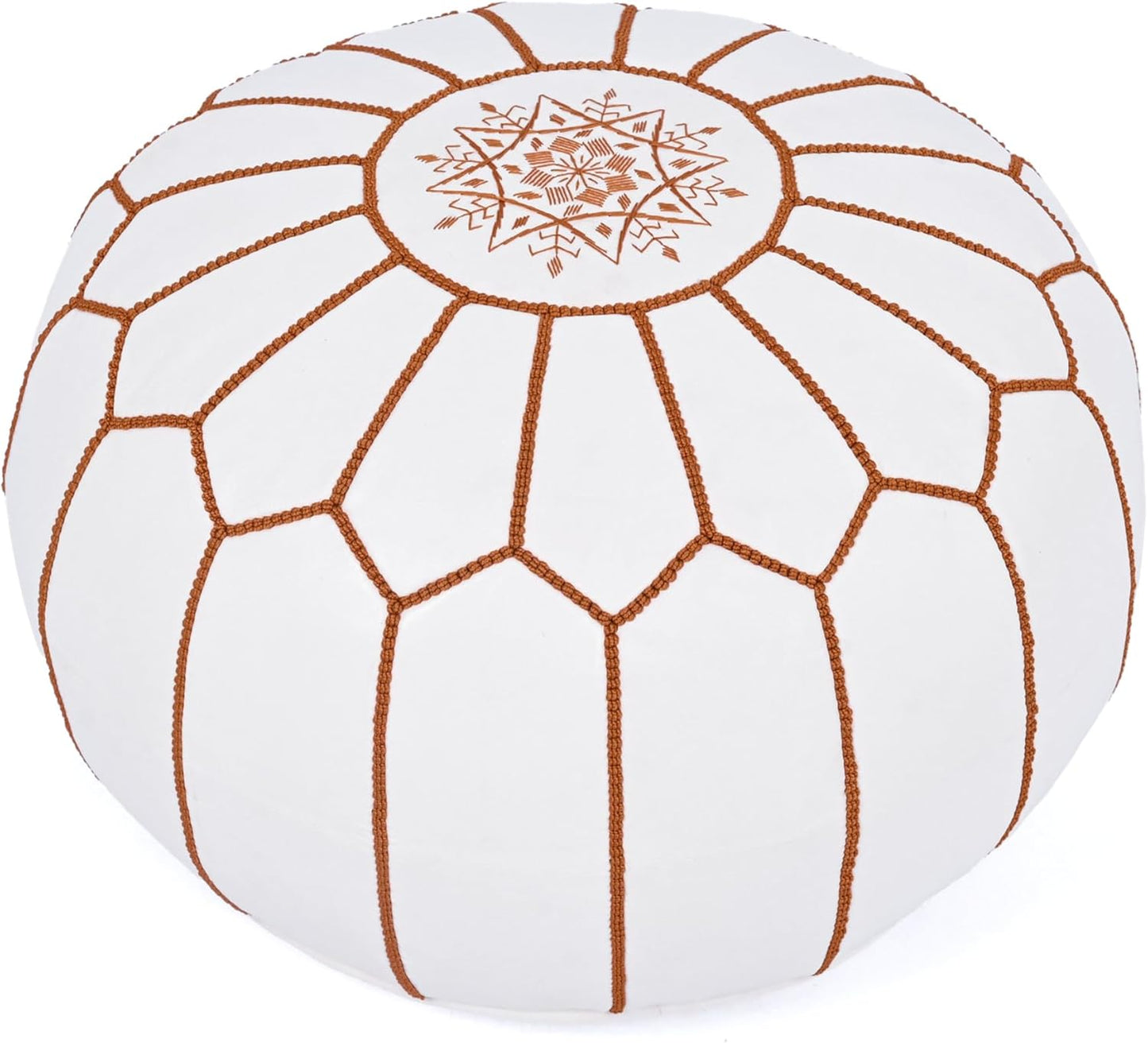 Marrakesh Gallery Genuine Leather Round Pouf Unstuffed - Moroccan Ottoman Footstool, Footrest Cover - Boho Decor - Bohemian Living Room, Bedroom, Kids Room, Gift & Wedding