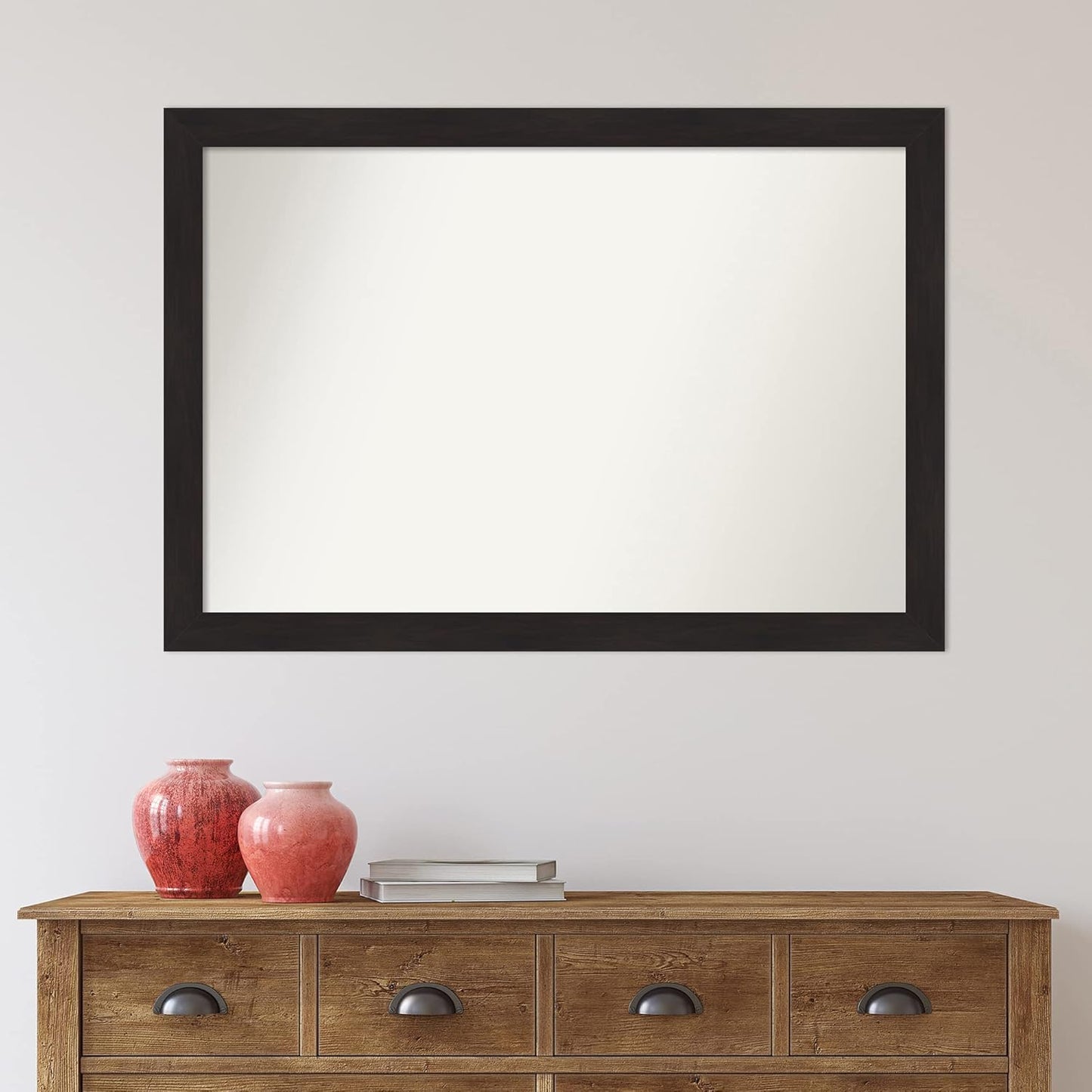 Amanti Art Brown Bathroom Mirror for Over Sink, 30x42 Furniture Espresso Rectangle Vanity Mirror, Large Casual Frame, Hangs Horizonally and Vertically, Bathroom Wall Decor, Non-Beveled Edge