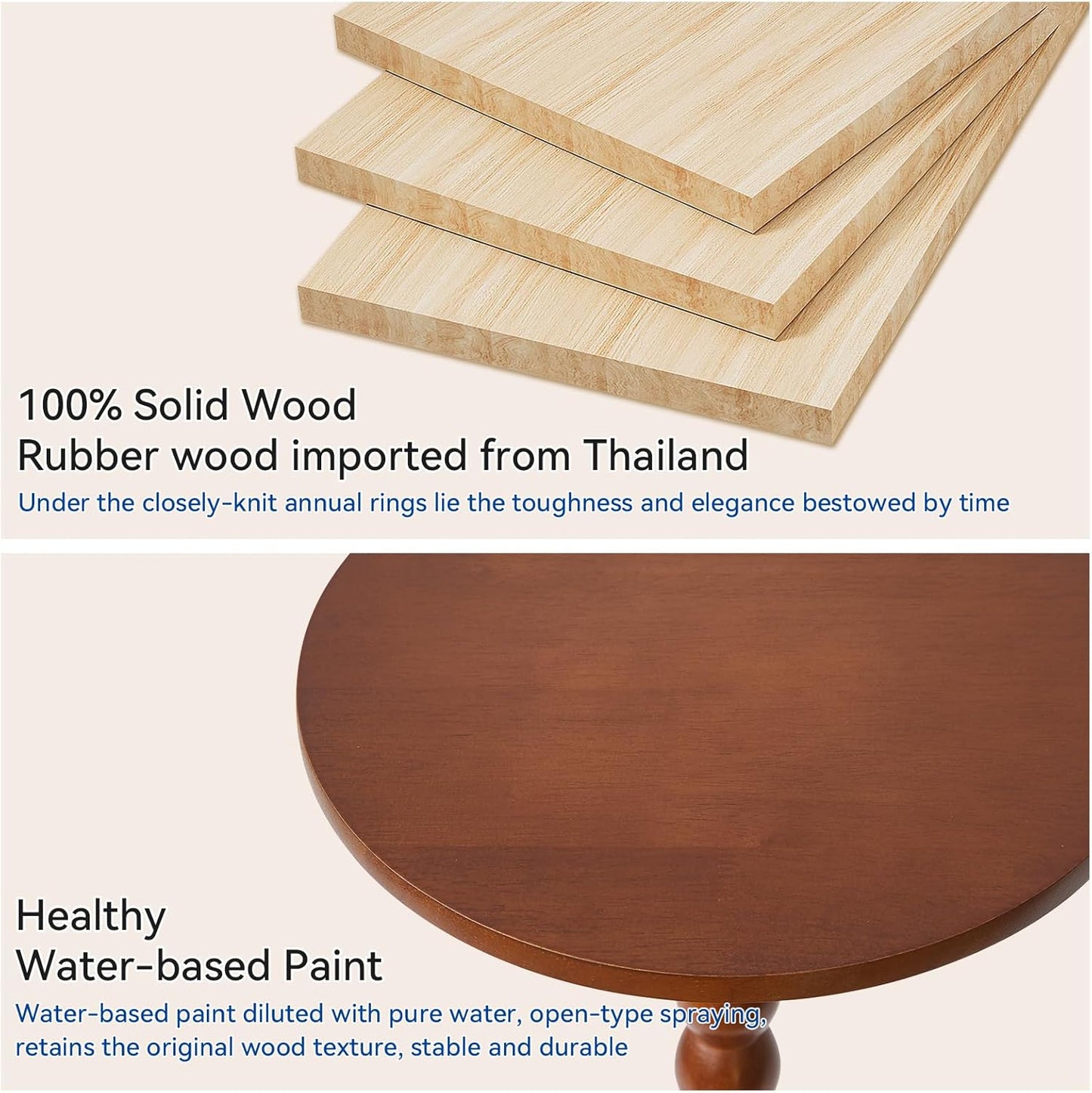 Round Side Table, Solid Wood End Table, Small Drink Table Sofa End Table, Bedroom Small Corner Table, Sturdy Weight-Bearing Design Brown YD-RST001H