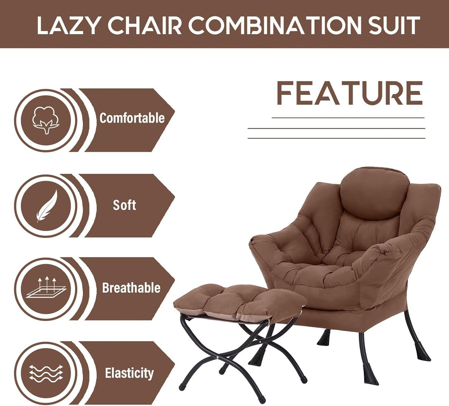 LITA Modern Accent Leisure Upholstered Sofa Chair, Contemporary Lounge Reading Chair with Armrests and a Side Pocket for Living Room, Bedroom & Small Space, Dark Brown
