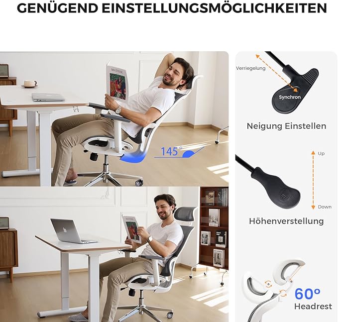 NearHub Ergonomic Office Chair for Big and Tall Max 400Lbs Heavy-Duty Office Gaming Chair with Adjustable Features, High-Back Design, and Premium Comfort for Home Office, EC20