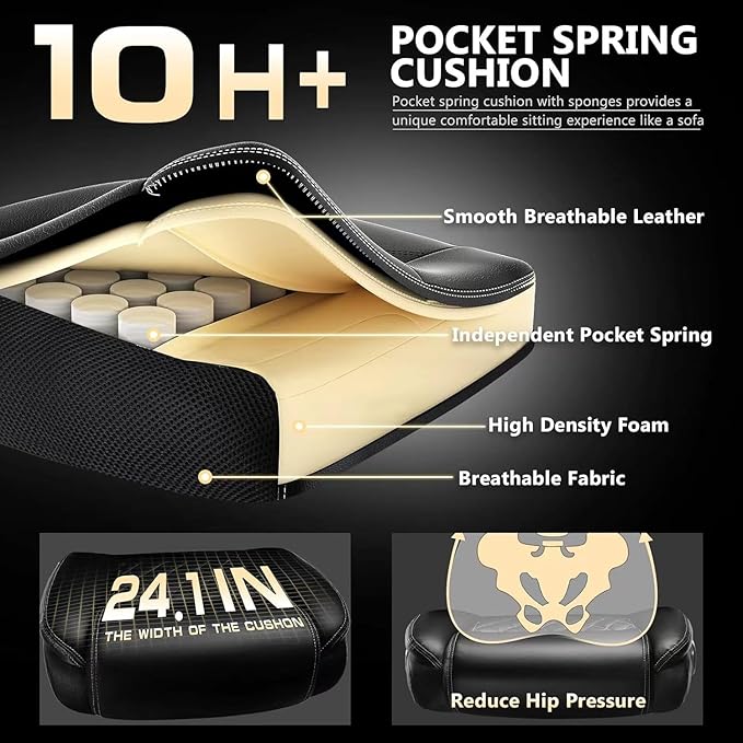 700LBS Large Heavy Duty Office Chair with 5D Flip Arms, Comfy Big and Tall Executive Office Desk Chair with Pocket Spring Cushion, High Back Computer Chair with Lumbar Support,Dual Rubber Wheel