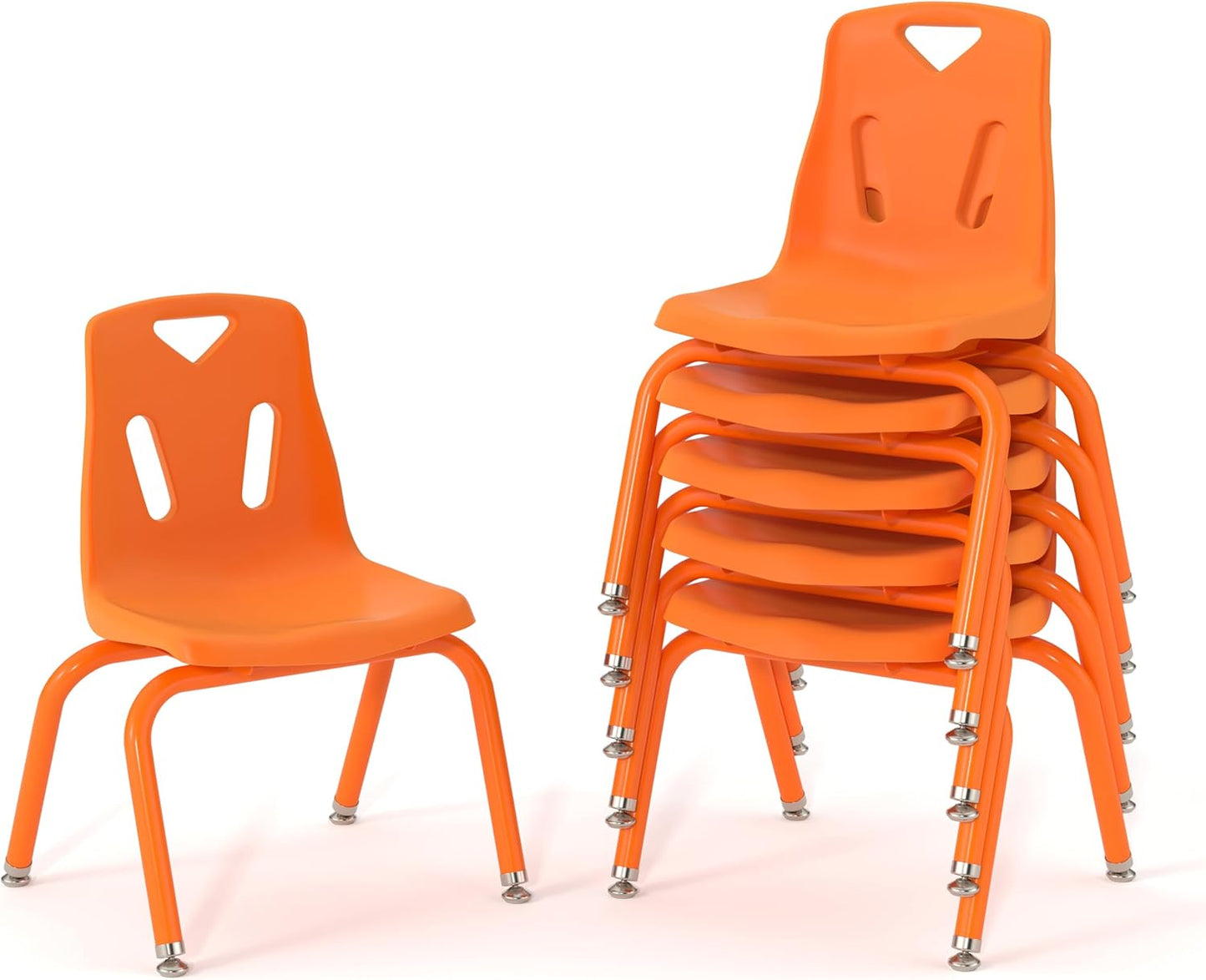 Berries Jonti-Craft 8126JC6114 Stacking Chairs with Powder-Coated Legs, 16" Height, Orange, Pack of 6