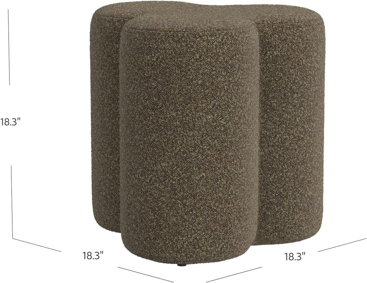 HomePop Upholstered Clover Shaped Ottoman (No Lid, Seat Only) Home Décor | Foot Rest Pouf – Dark Brown Boucle