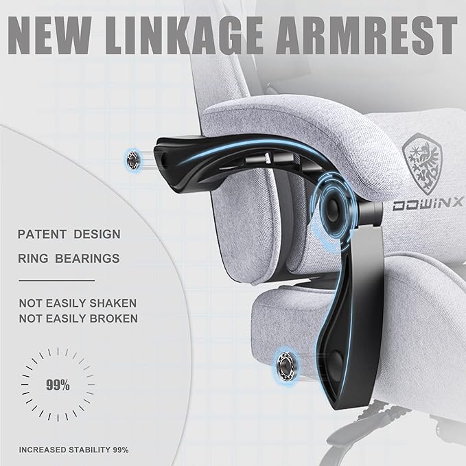 Dowinx Gaming Chair with Pocket Spring Cushion, Computer Office Game Chair, Linkage Armrests and Footrest, High Back Ergonomic Computer Chair with Lumbar Support Task Chair with Footrest(Black Grey)