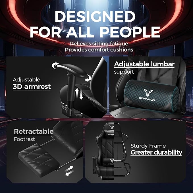 EXRACING Gaming Chair with 3D Adjustable Armrests, Cow Print Design, Ergonomic Office Chair with High Back, Computer Chair with Footrest,Comfy Diamond Stitching Sest, Game Chair for Adults