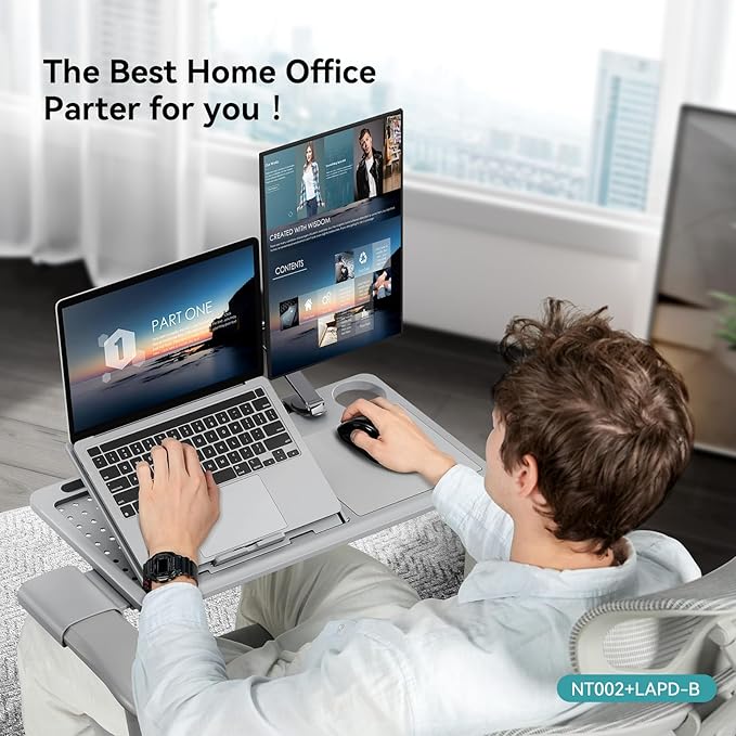 Newtral Ergonomic Mesh Office Chair with Footrest,Laptop Desk, Adaptive Lumbar Support, High Back Desk Computer Chair with Soft 4D Armrest,Adjustable Headrest,136°Tilt Function for Home & Office