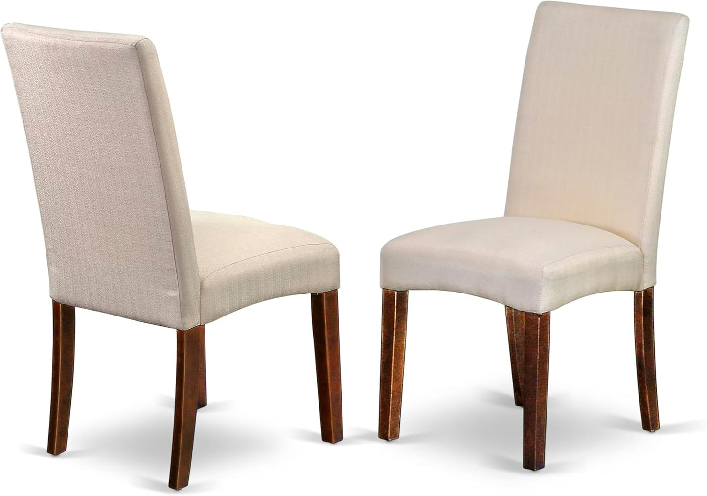 East West Furniture DLDR3-MAH-01 3 Piece Kitchen Table & Chairs Set Contains a Round Dining Room Table with Dropleaf and 2 Cream Linen Fabric Parson Dining Chairs, 42x42 Inch, Mahogany