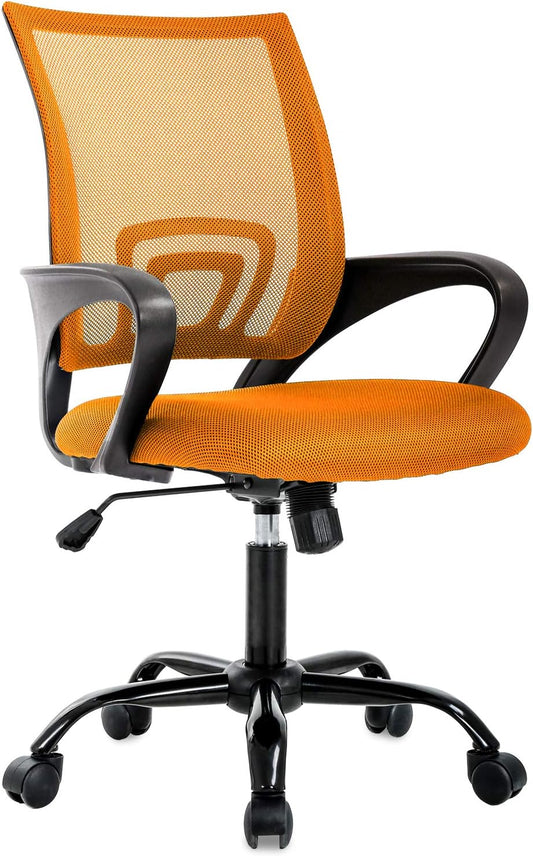 BestOffice Office Computer Chair Ergonomic Mesh Desk Chair with Lumbar Support Modern Executive Adjustable Stool Rolling Swivel for Back Pain (Orange)