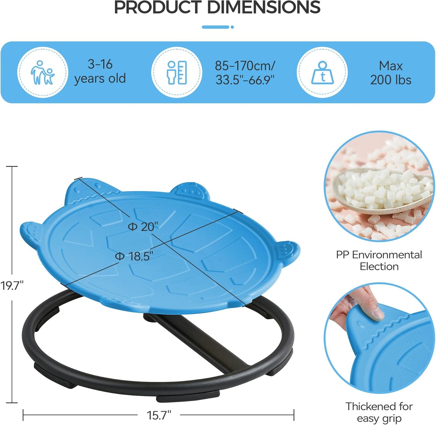 Swivel Chair for Kids, 360° Spinning Seat, Toddler Sit and Spin Wobble Chair, Sensory Balance Toys, Autism ADHD Chairs, Play Equipment Relief Motion Sickness for Boys Girls (Blue)