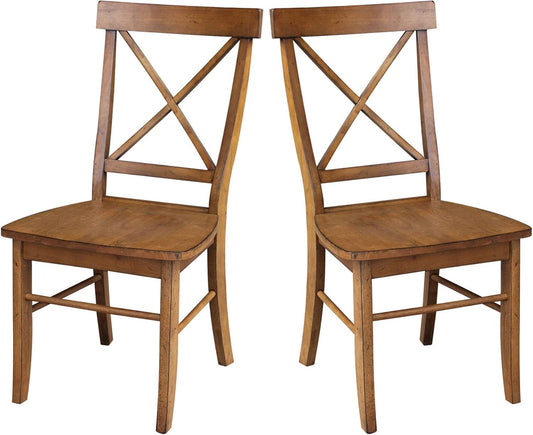 International Concepts Set of Two X-Back Dining Chair, Pecan