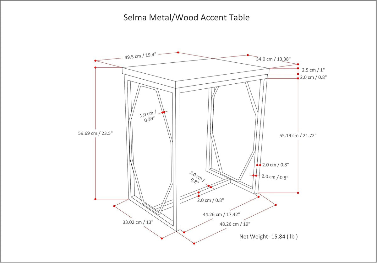 SIMPLIHOME Selma Contemporary 20 Inch Wide Metal and Wood Accent Side Table in Natural, Gold, For the Living Room and Bedroom