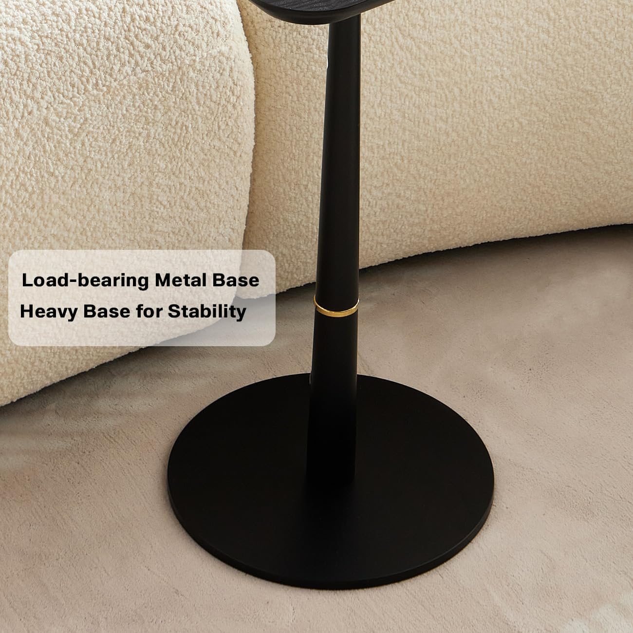 Small Side Table for Small Spaces Living Room, Tall End Side Table for Sofa Couch, Square Drink Coffee Tables, Modern Martini Cocktail Beverage Pedestal Stand for Bedroom, Black