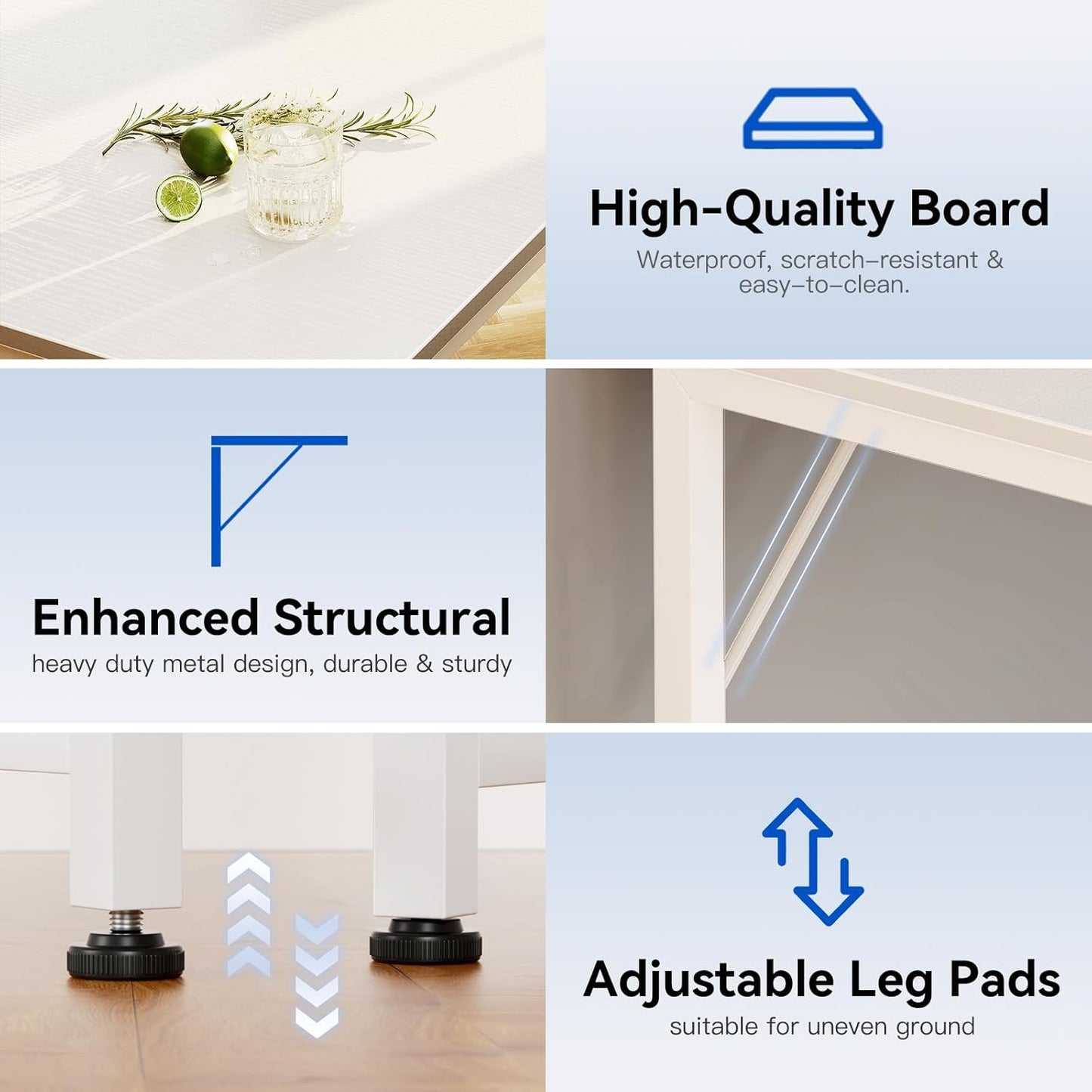 Casaottima 48" Small Computer Home Office Desk for Bedroom with Fabric Drawers & File Cabinet, Cloth Storage Bag and Hook, Writing Study Work Table for Small Space, White