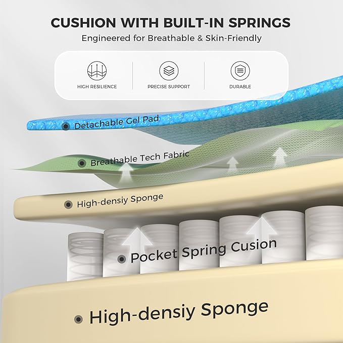 Dowinx Gaming Chair Breathable Fabric Game Chair with Gel Pad and Storage Bag, Comfortable Gamer Chair with Pocket Spring Cushion, Ergonomic Computer Chair with Footrest, Green