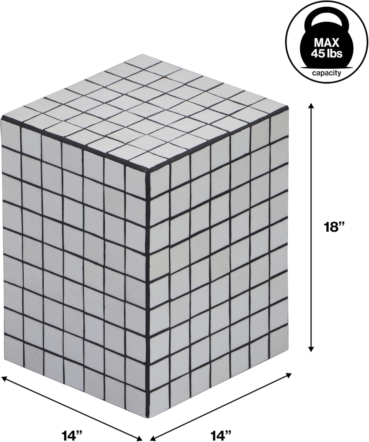 JONATHAN Y END2000G Callista 18" Modern Bohemian Ceramic Tiled Rectangle End Table, Side Table, Accent Table for Living Room, Bedroom, White/Black