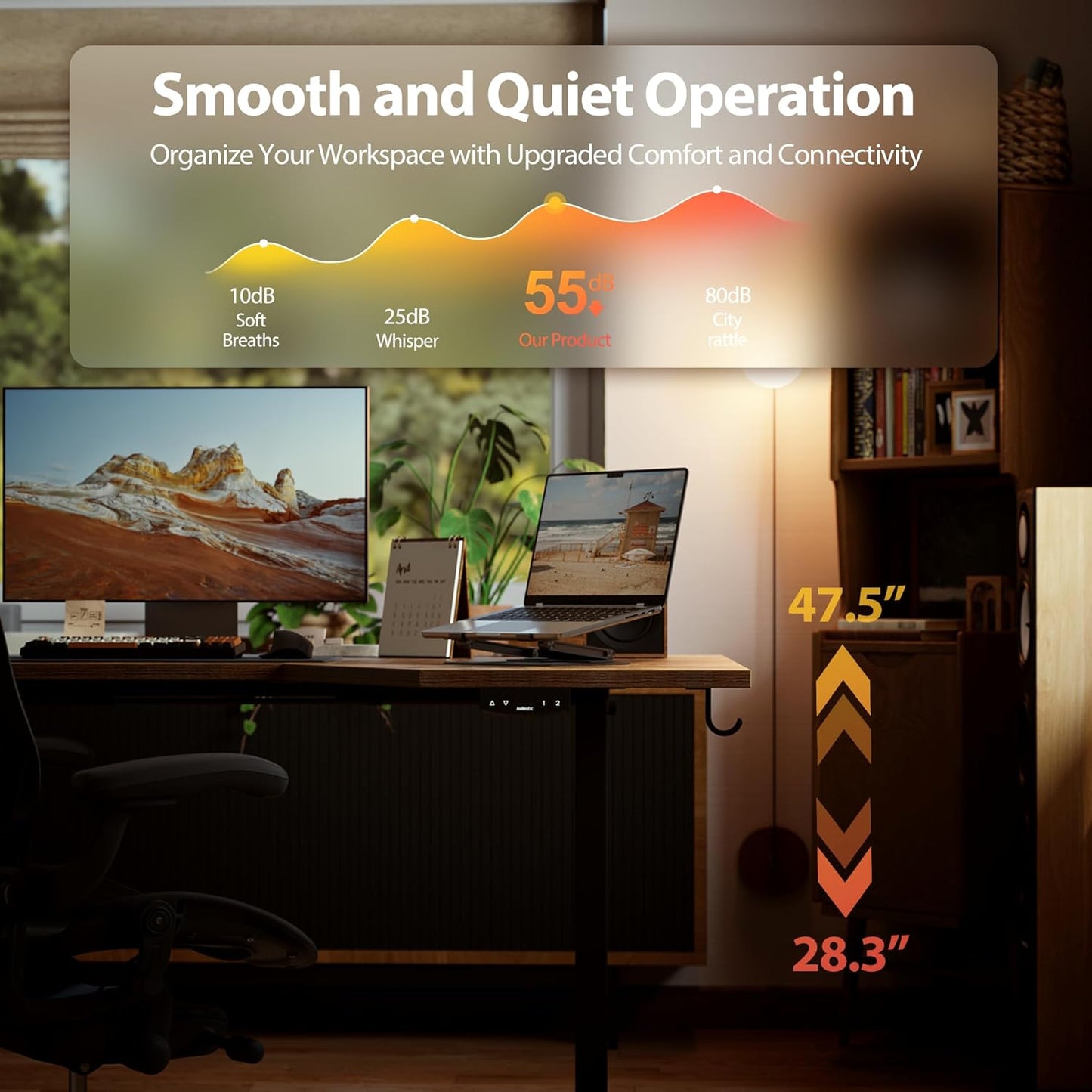 Agilestic Electric Standing Desk, L-Shaped 55 Inches Height Adjustable Desk, Sit and Stand up Desk for Work Office Home, Ergonomic Rising Computer Table for Home Office with Splice Board, Dark Walnut