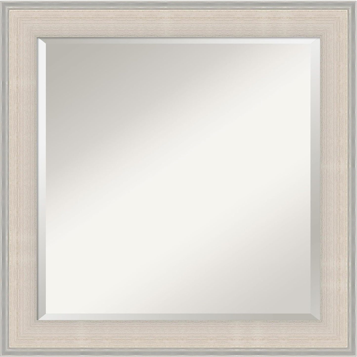 Amanti Art White Bathroom Mirror for Over Sink, 25x25 Cottage White Silver Square Vanity Mirror, Medium Coastal Wood Frame, Hangs Horizonally and Vertically, Bathroom Wall Decor, Beveled Edge from WI