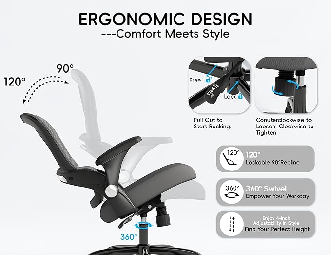 TRALT Office Chair - Ergonomic Office Chair with Back Support, Home Office Desk Chairs, 330lbs Wide Seat Big and Tall Office Chairs, Comfy Desk Chair for Work, Study, Office, Gaming (Black Grey)