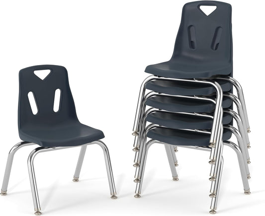 Berries Jonti-Craft 8146JC6112 Stacking Chairs with Chrome-Plated Legs, 16" Height, Navy, Pack of 6