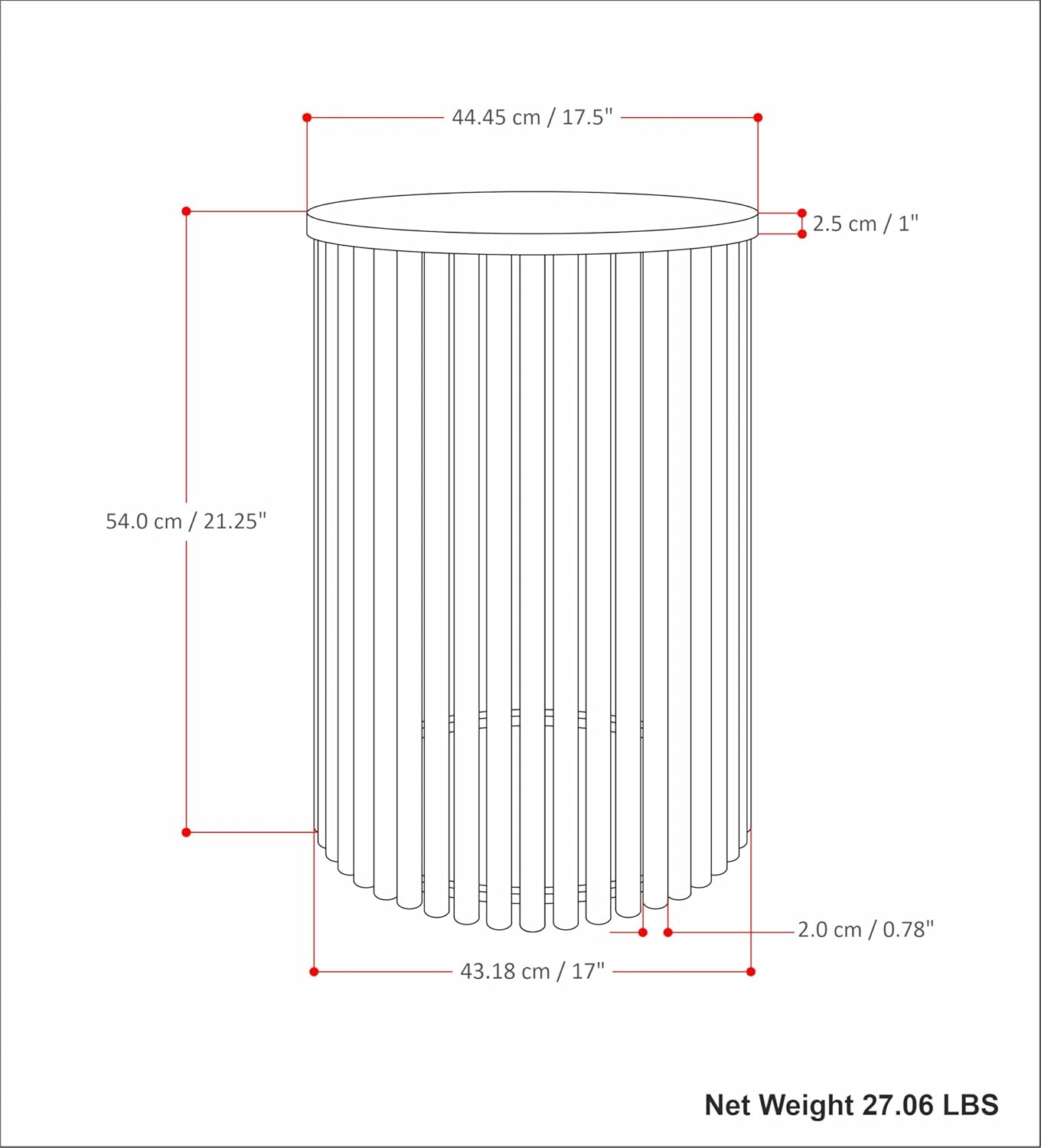 SIMPLIHOME Demy 18-inch Wide Metal Accent Table in White Marble/Black Metal, Round Side Table for Living Room, Bedroom, or Office, Industrial Style, Assembled