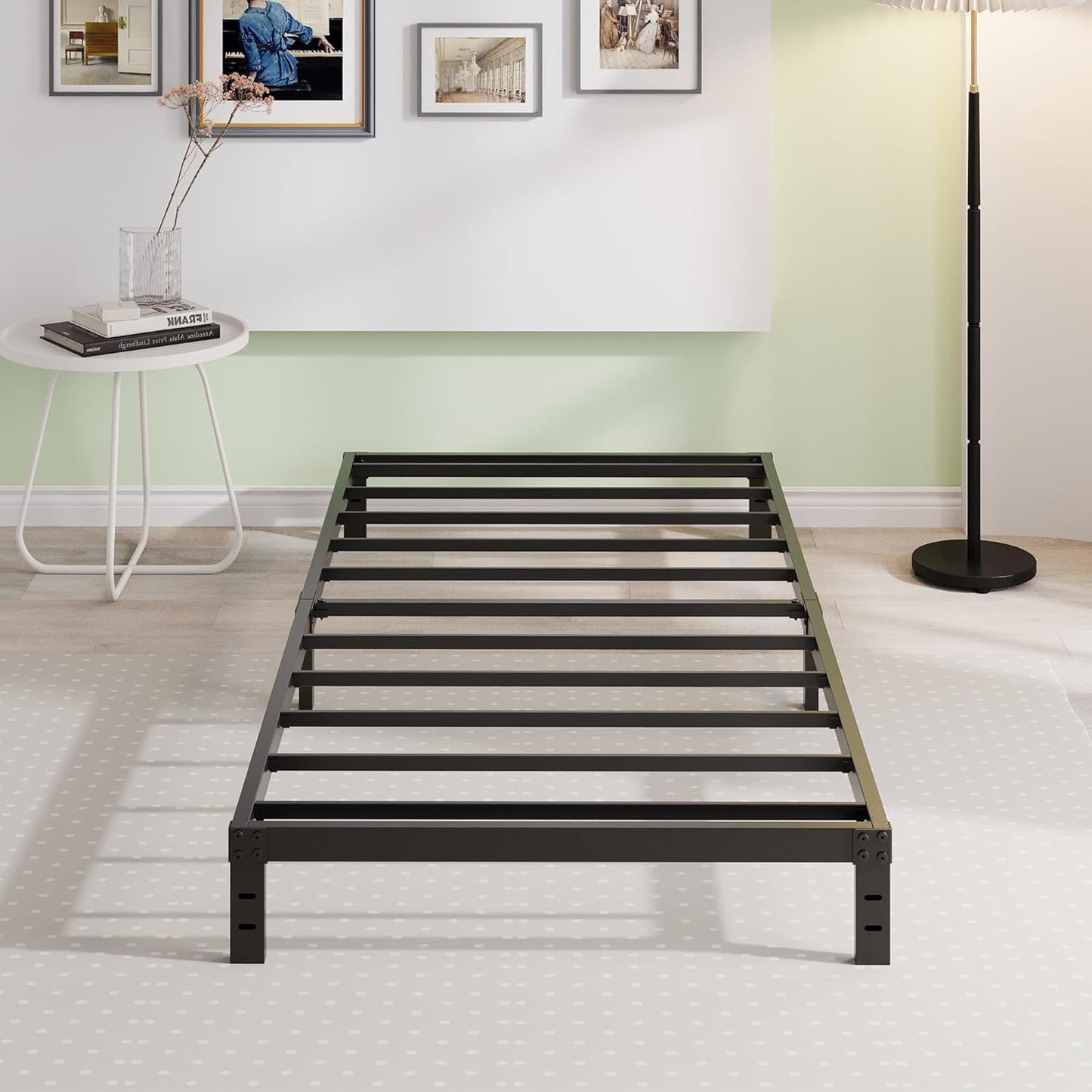 EMODA 10 Inch Twin Bed Frames No Box Spring Needed, Heavy Duty Metal Twin Platform Bed Frame, Noise Free, Easy Assembly, Black