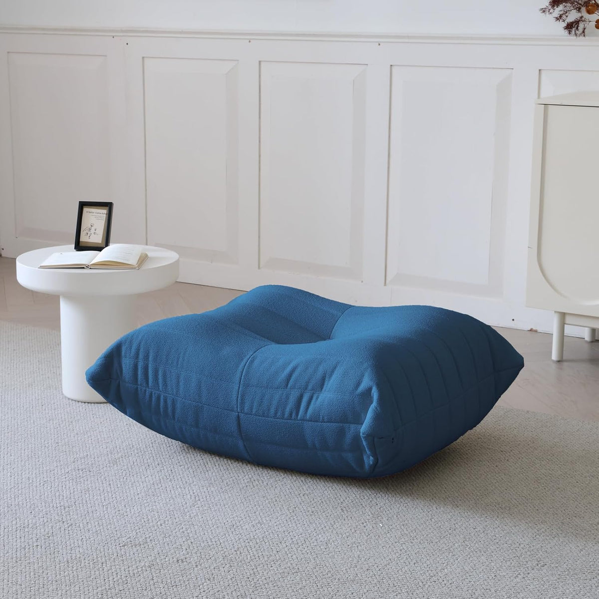 Luxury Ottomans, Modern Square Foot Rest for Sofa Couch Chair, Lazy Floor Seating, Fireside Bean Bag Chair, Tatami Sofa Lounger for Living Room, Bedroom, Office, Black