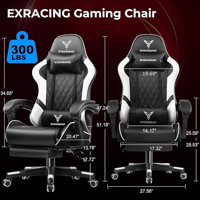 EXRACING Gaming Chair with 3D Adjustable Armrests, Cow Print Design, Ergonomic Office Chair with High Back, Computer Chair with Footrest,Comfy Diamond Stitching Sest, Game Chair for Adults